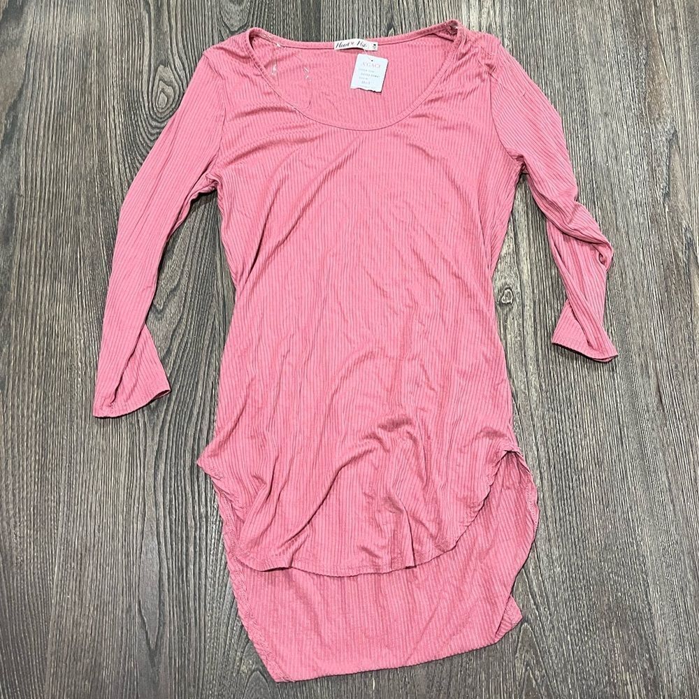 NWT Heart And Hips Long Sleeve Tunic Top Scoop Neck High-Low Hem Mauve Medium